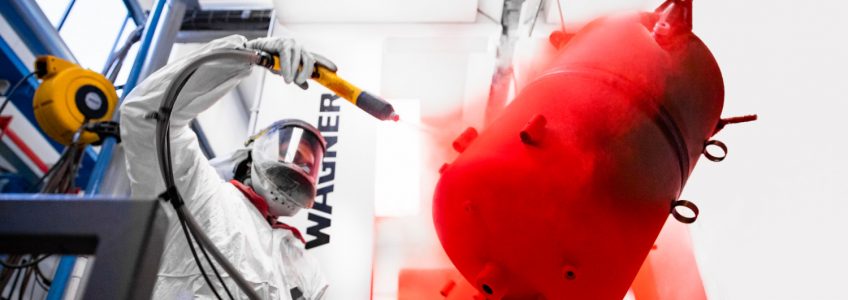 verniciatura polvere rosso operatore serbatoio