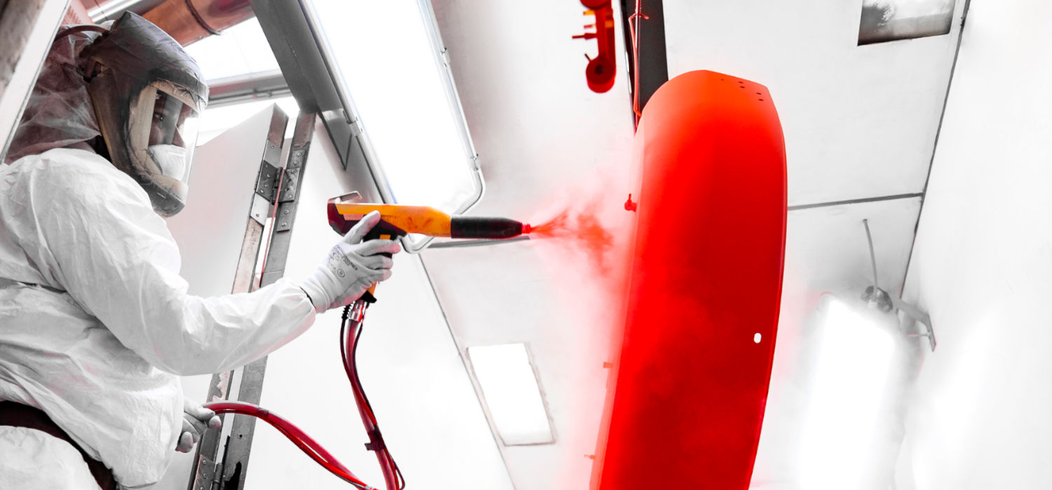verniciatura a polvere rossa manuale